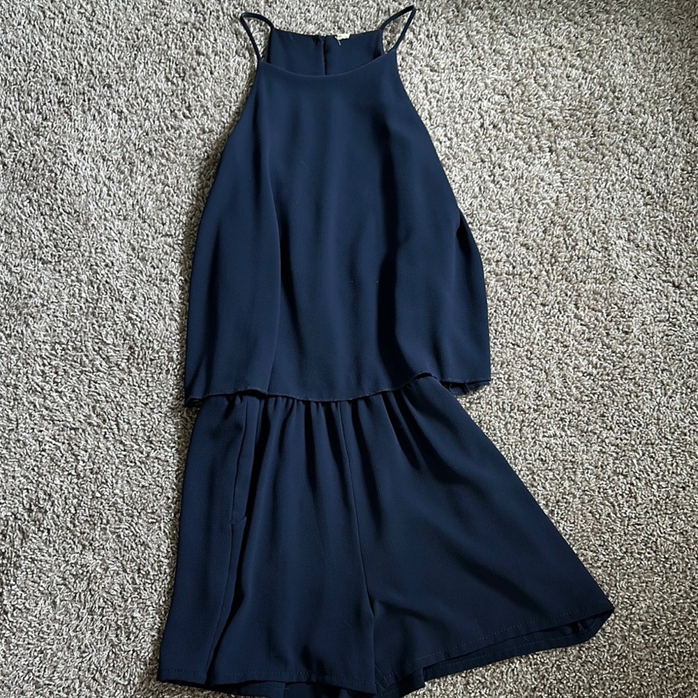 Navy Blue Sleeveless Romper